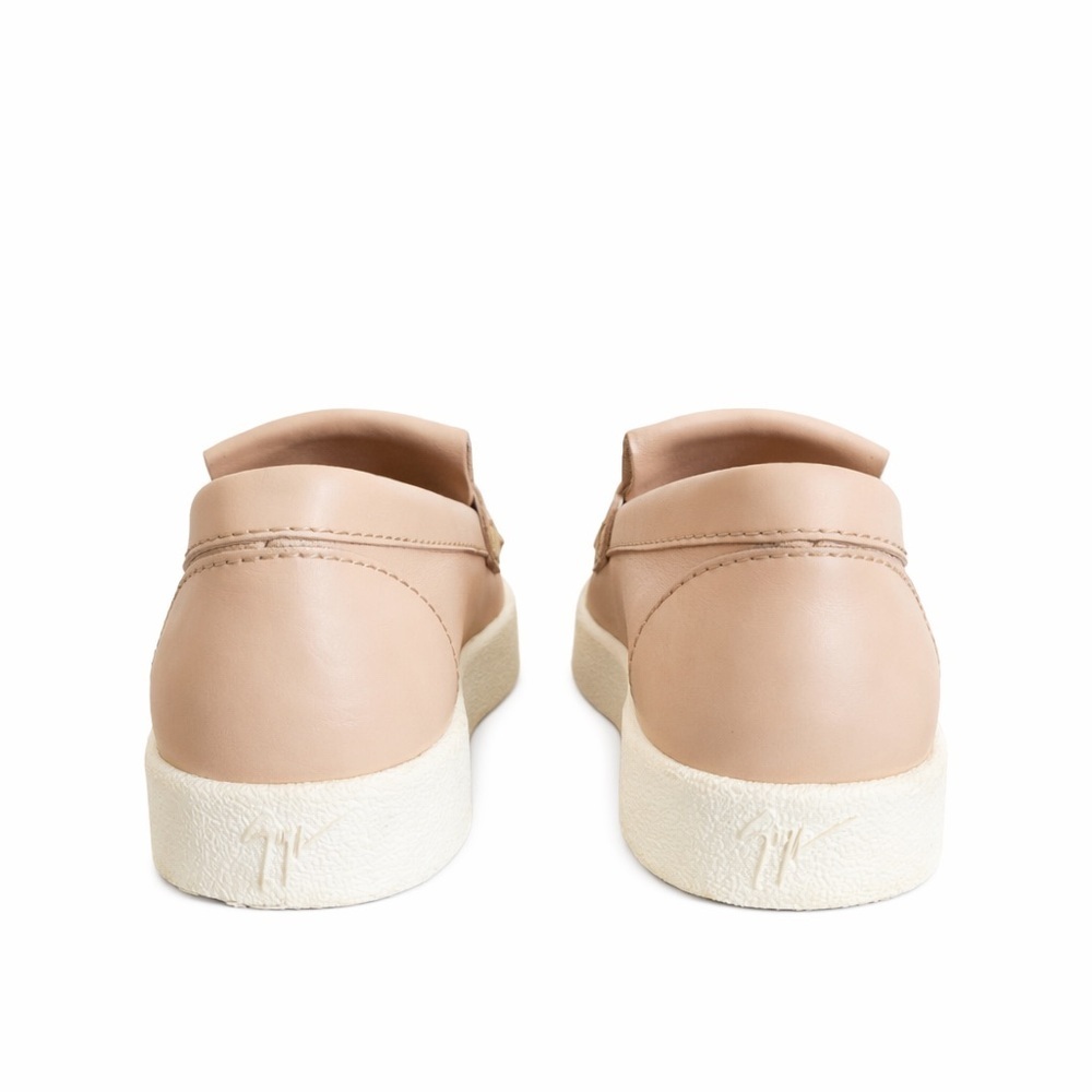 Giuseppe Zanotti Fringe Leather Sneakers Beige Gold Hardware Slip-On Size 6 - Picture 3 of 6
